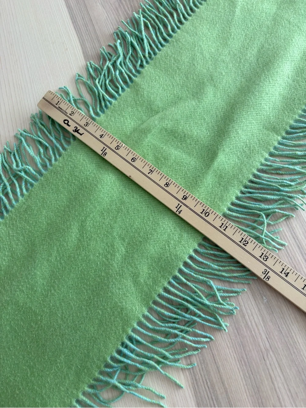Castlerig 100% cashmere artsy scarf aqua green blue *flaws